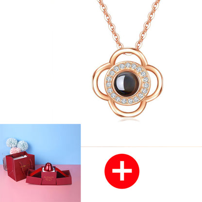 Geschenkbox Metallrose Halskette Schmuckset