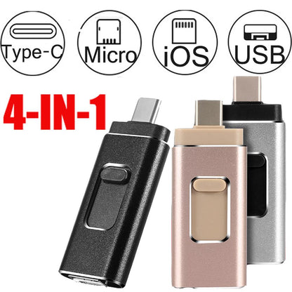 Compatible with Apple, 4-in-1 stick for iPhone and Android (USB Type-C connector)