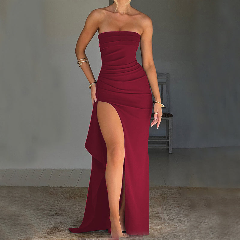 Figurbetont Schlitz Rückenfrei Brautjungfern Partykleid