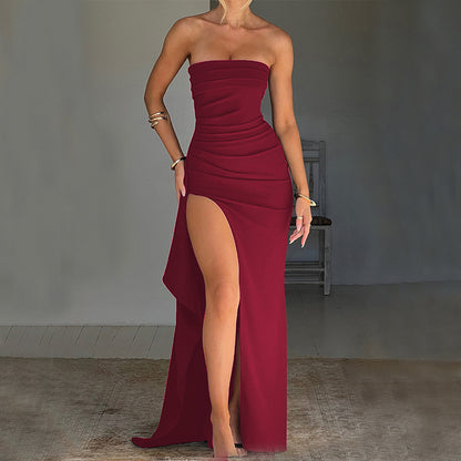 Figurbetont Schlitz Rückenfrei Brautjungfern Partykleid