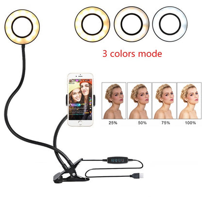 LED-Selfie-Ringlicht für Live-Make-up, verstellbar, mit 8 cm Stativ