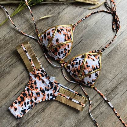 Push Up Trägertop Slip 2-teiliges Bräunungs-Bikini-Set