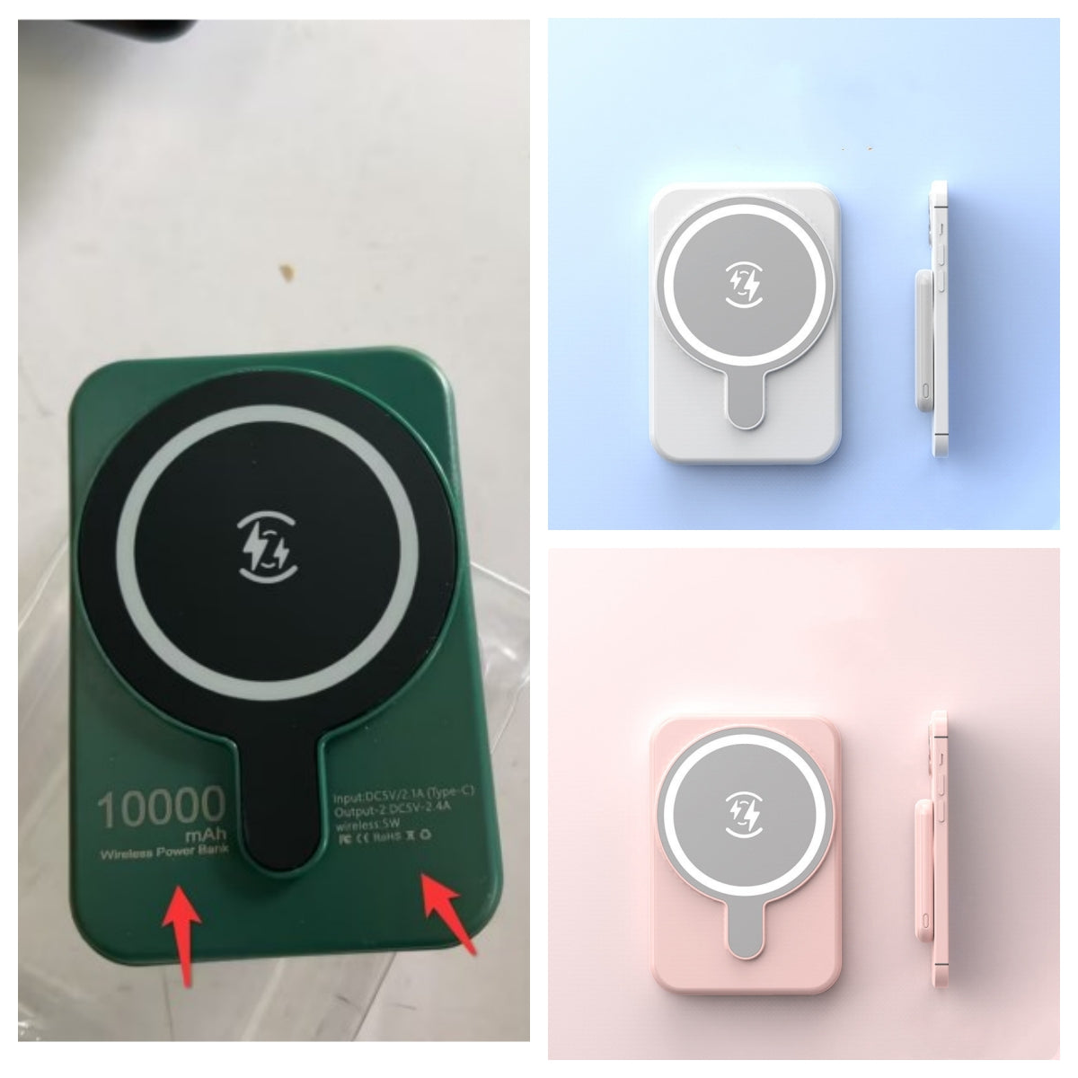 Mini power bank with fast charging function, magnetic, wireless, 5000 mAh, portable