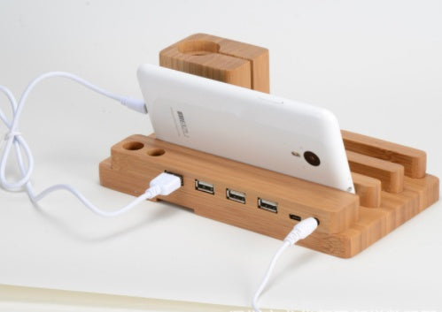 Compatible with Apple, bamboo, wood and phone holder for Apple Watch, wooden charging cradle, multifunctional flat phone base