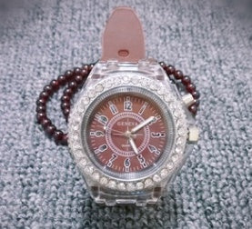 LED light frame Geneva quartz silicone women's wristwatches