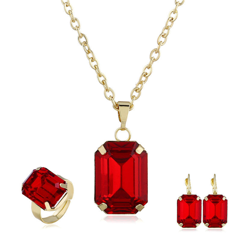 Halskette Ohrringe Ring 3-Teiliges Modeschmuck-Set