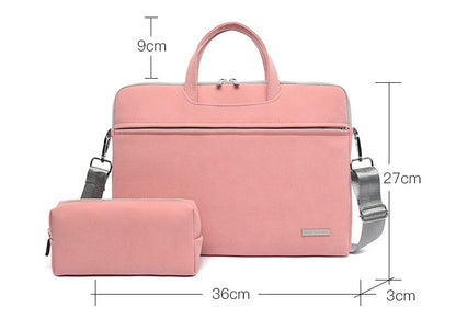 Laptoptasche aus PU-Leder für Damen, Notebook-Tragetasche, Aktentasche für MacBook Air 13,3, 14 und 15,6 Zoll, Herrenhandtasche, Schultertasche, Maustasche