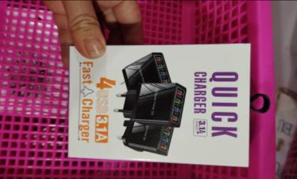 USB charger Quick Charge 3.0 4-port adapter for tablets, portable wall charger, fast charger