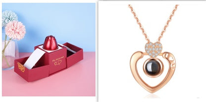 Geschenkbox Metallrose Halskette Schmuckset