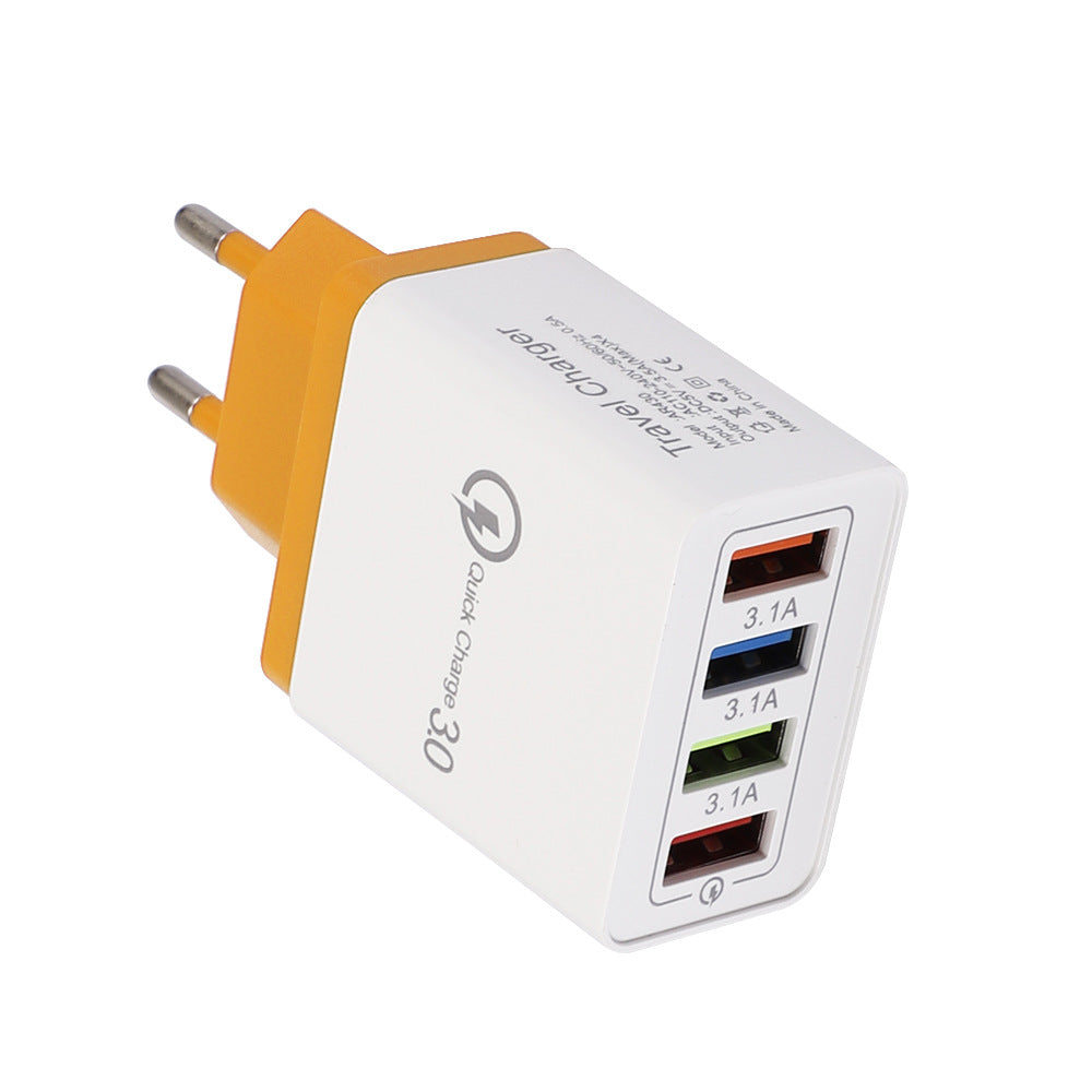 USB charger Quick Charge 3.0 4-port adapter for tablets, portable wall charger, fast charger