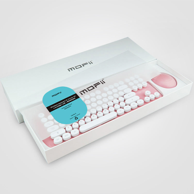 Wireless keyboard and mouse set for girls in a retro design