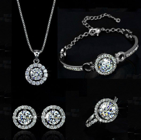 Ohrringe Halskette 2-Teiliges Strass Modeschmuck-Set