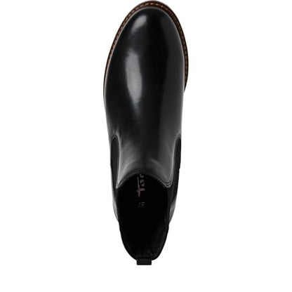 Tamaris Women's Chelsea Boots, Ankle Boots, Slip-on Boots, Flat, Boots, Booties, Black Leather