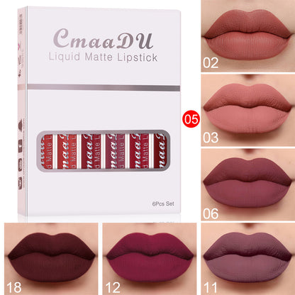 Matte Wasserfest Antihaft-Tasse Lipgloss 6-teiliges Set