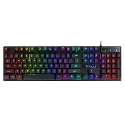 Teclado LED con cable para juegos USB 