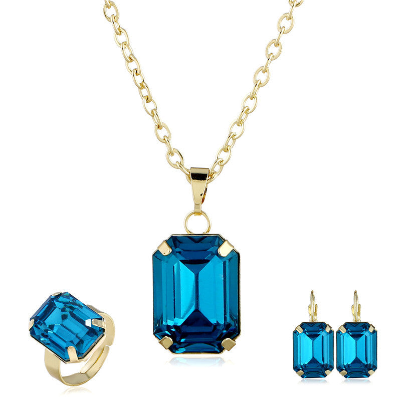 Halskette Ohrringe Ring 3-Teiliges Modeschmuck-Set