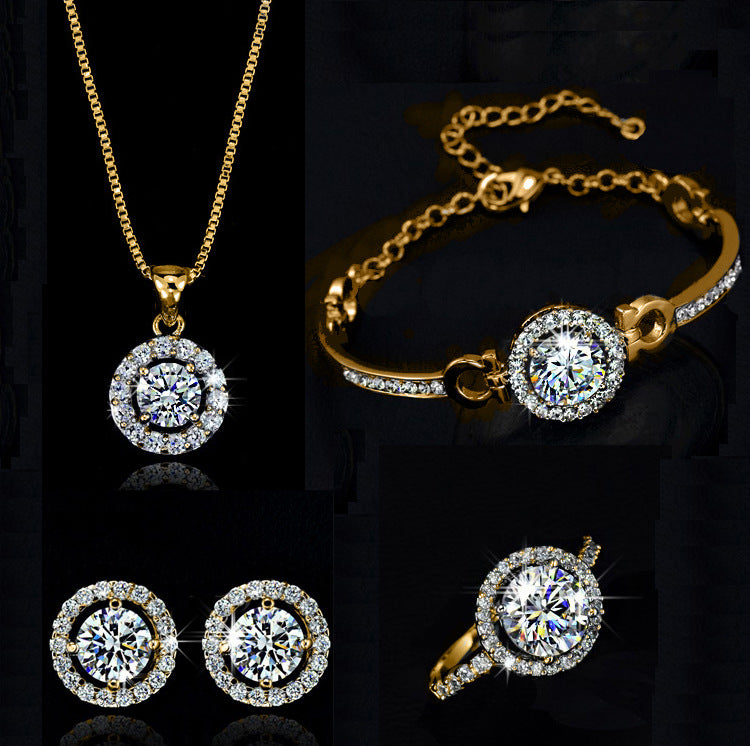 Ohrringe Halskette 2-Teiliges Strass Modeschmuck-Set
