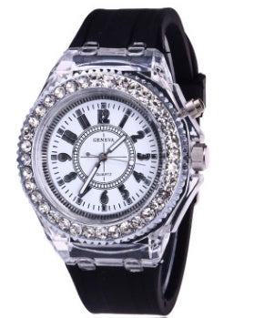 LED light frame Geneva quartz silicone women's wristwatches