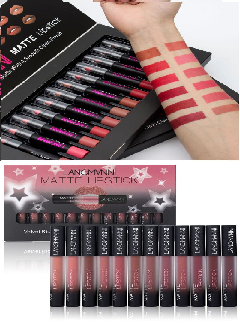 Mattes Lippenstift-Set, wasserfest, langanhaltend, samtig