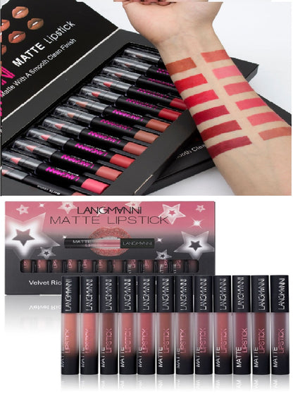 Mattes Lippenstift-Set, wasserfest, langanhaltend, samtig