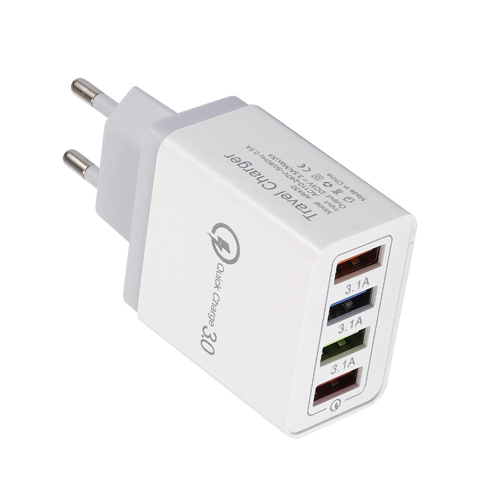 USB charger Quick Charge 3.0 4-port adapter for tablets, portable wall charger, fast charger