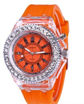 LED light frame Geneva quartz silicone women's wristwatches