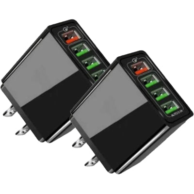 Illuminated 4-USB mobile phone charger with 3A charging port