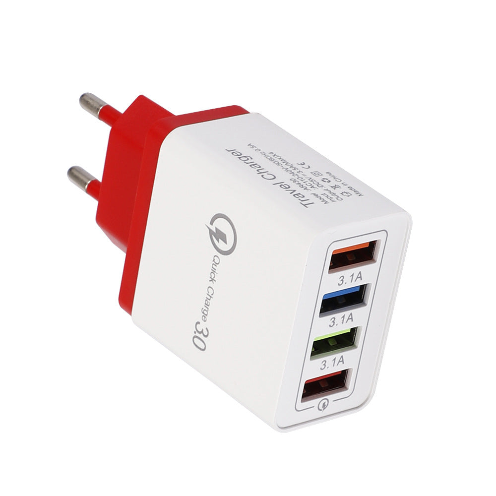 USB charger Quick Charge 3.0 4-port adapter for tablets, portable wall charger, fast charger
