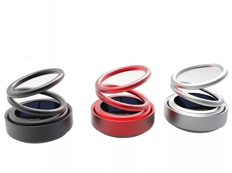 Solar-powered, rotating car air freshener with bench seat