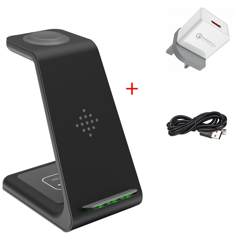 3-in-1 fast charging station: Wireless charging station with fast charging function and mobile phone holder