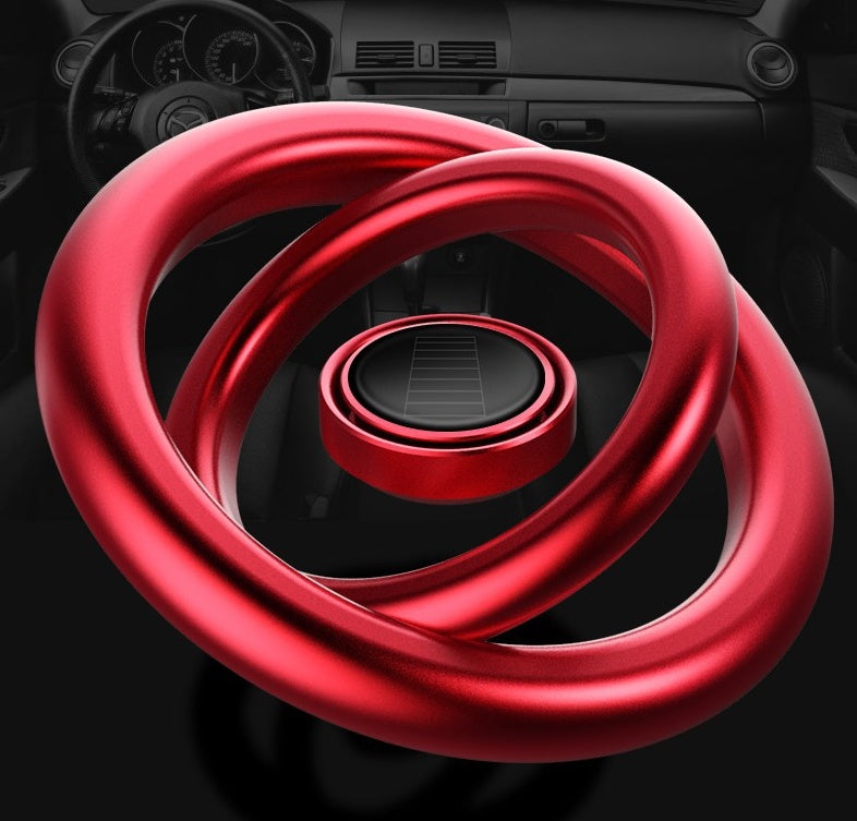 Solar-powered, rotating car air freshener with bench seat