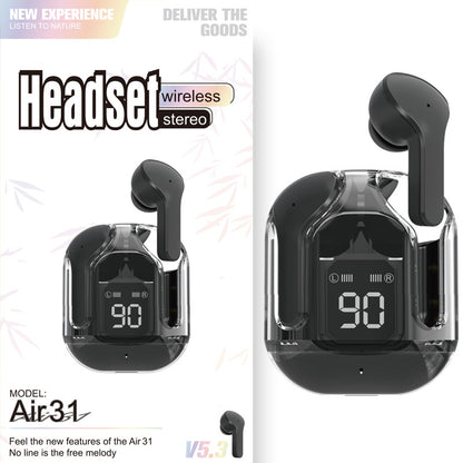 New transparent mini Bluetooth headset with digital display, ENC noise cancellation, wireless sports and music playback
