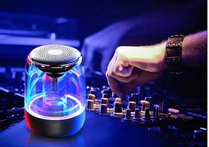 Portable Bluetooth speaker, wireless column speaker with powerful bass, radio and color-changing LED lighting