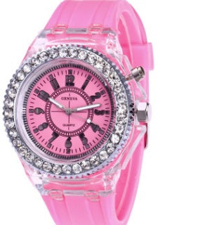 LED light frame Geneva quartz silicone women's wristwatches