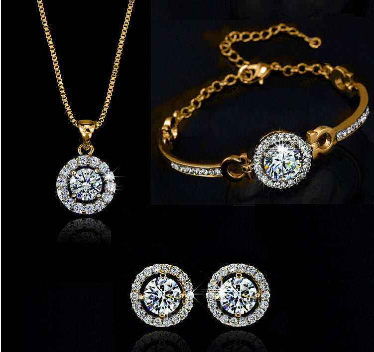 Ohrringe Halskette 2-Teiliges Strass Modeschmuck-Set