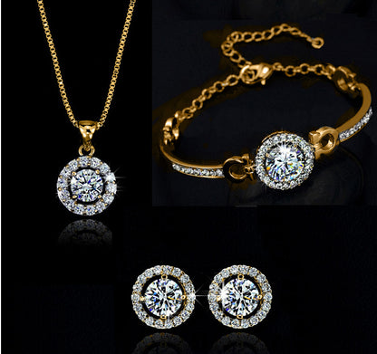 Ohrringe Halskette 2-Teiliges Strass Modeschmuck-Set