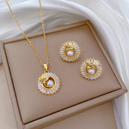Blätterkette Ohrringe 2-Teiliges Modeschmuck-Set