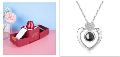 Geschenkbox Metallrose Halskette Schmuckset