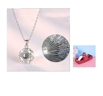 Geschenkbox Metallrose Halskette Schmuckset