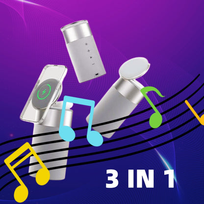 3-in-1 Multifunktions-Ladegerät für iPhone und AirPods: Tragbarer Bluetooth-Lautsprecher mit Touch-Lampe für Zuhause und Büro