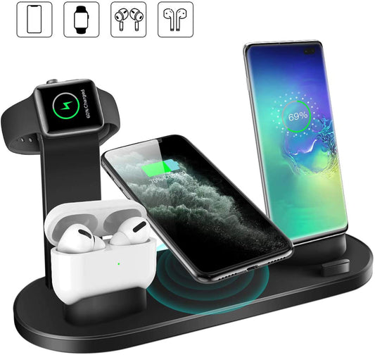 Wireless charger 4-in-1 charging station for Apple Watch Series 8/7, iPhone 15/14/13/12 Pro, AirPods Pro 3/2