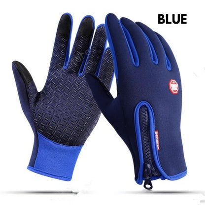 Winter gloves with touchscreen function, waterproof sports gloves for motorcycling and sliding with fleece lining