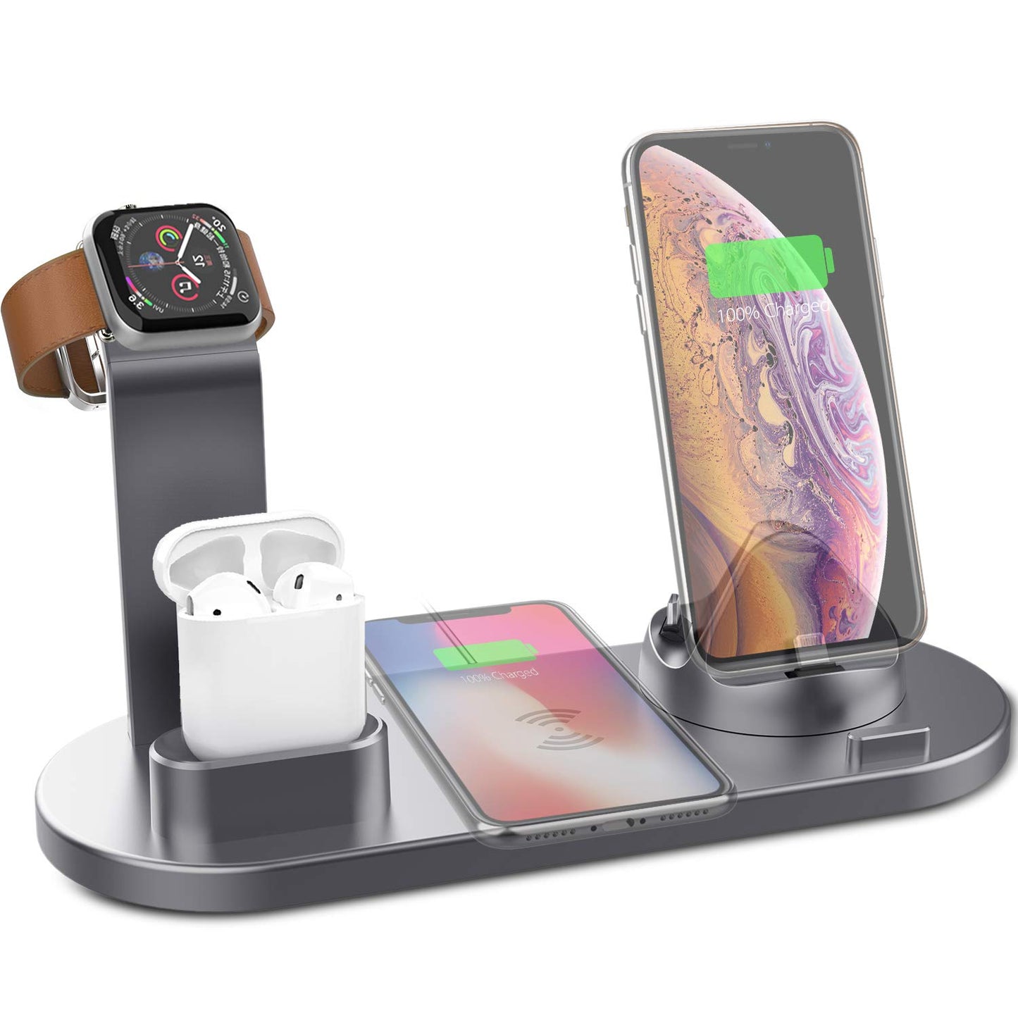 Kabelloses Ladegerät 4-in-1 Ladestation für Apple Watch Series 8/7, iPhone 15/14/13/12 Pro, AirPods Pro 3/2