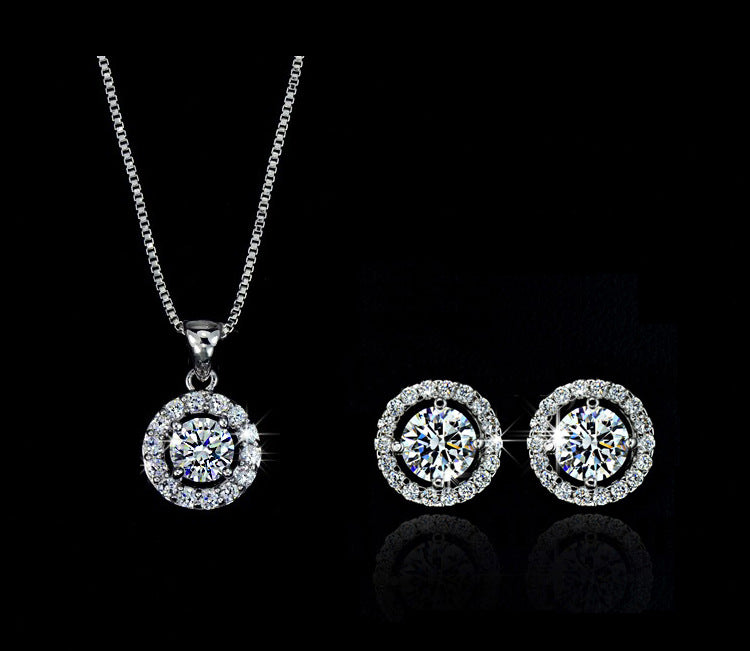 Ohrringe Halskette 2-Teiliges Strass Modeschmuck-Set