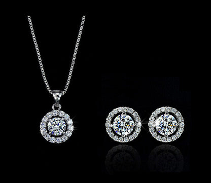 Ohrringe Halskette 2-Teiliges Strass Modeschmuck-Set