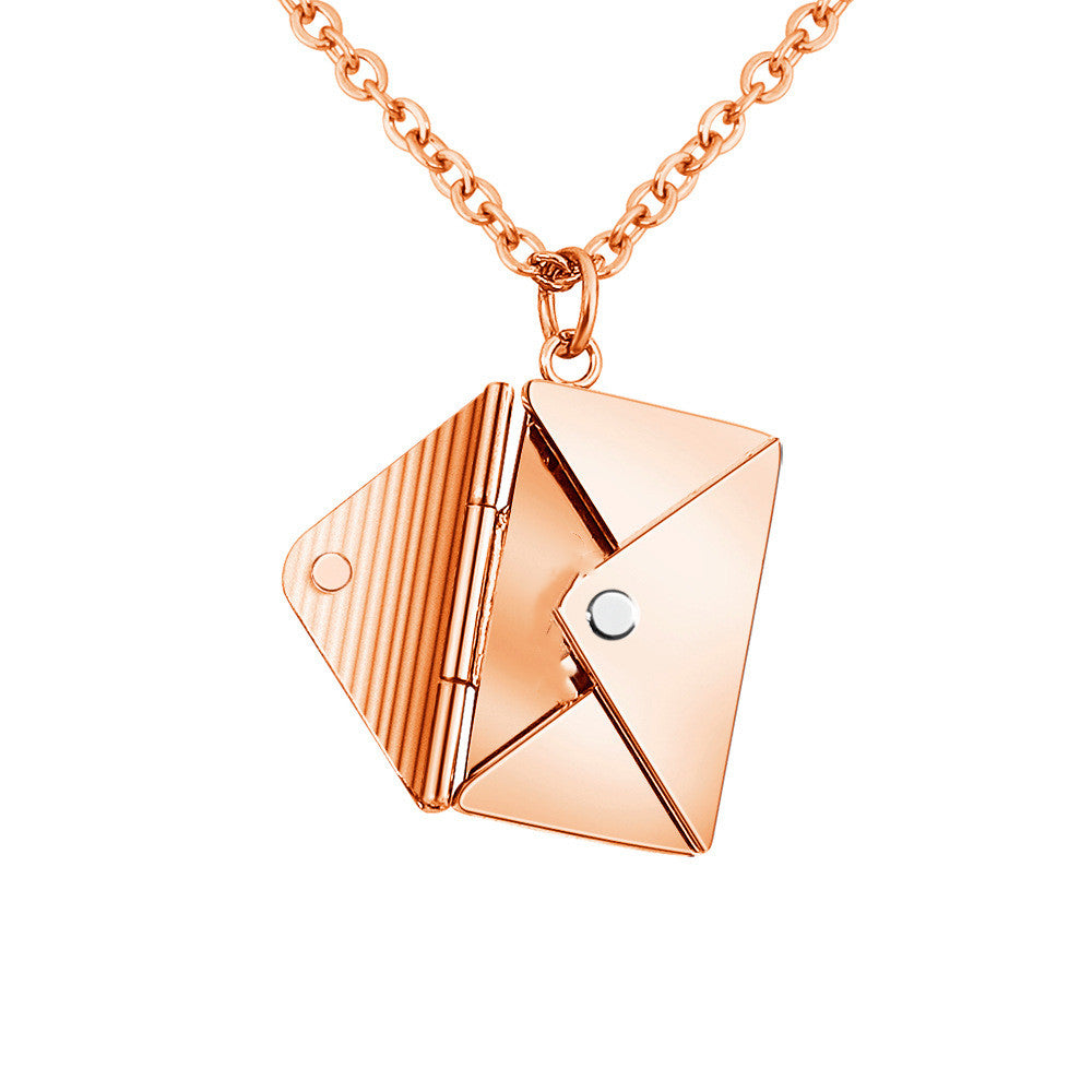 Fashionable necklace with envelope pendant for women