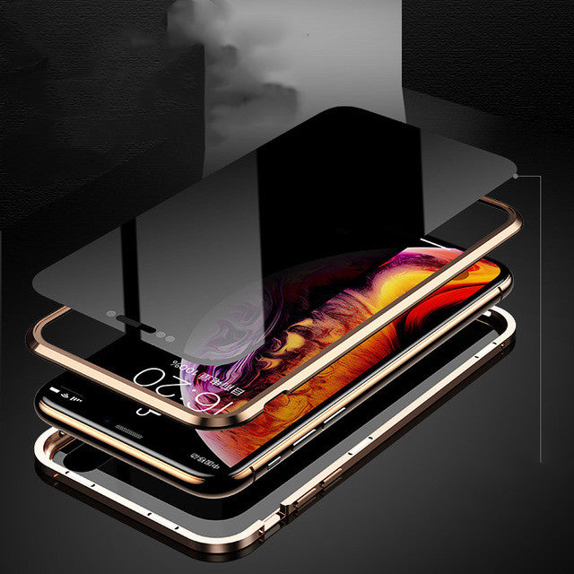 Phone case with anti-spy function, magnetic protective case made of privacy glass for your mobile phone