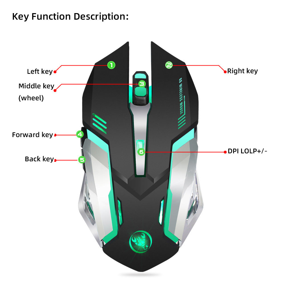 HXSJ Leuchtfunktion 2.4GPI Kabellose Ergonomisch Gaming Maus