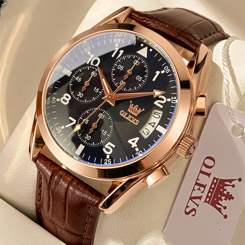 OLEVS Luxus Edelstahl Leuchtend Quarz Armbanduhr