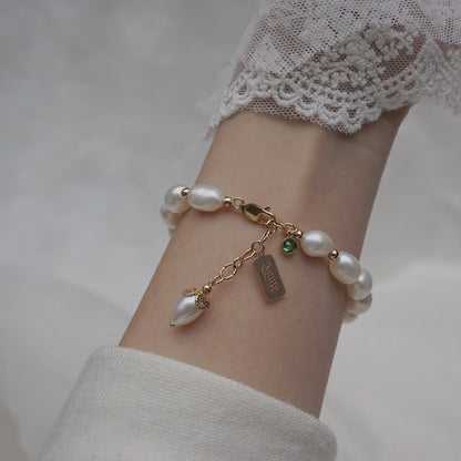 Brazalete de perlas de circonita natural